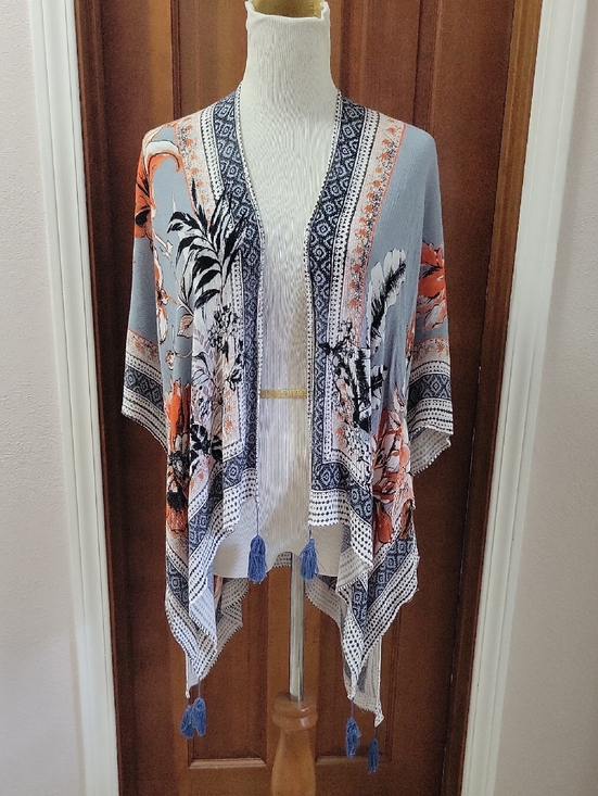 Other - Floral Border Kimono Cardigan